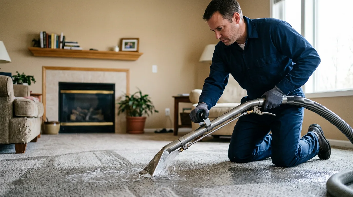 Water damage restoration technician working near Lafayette, OH